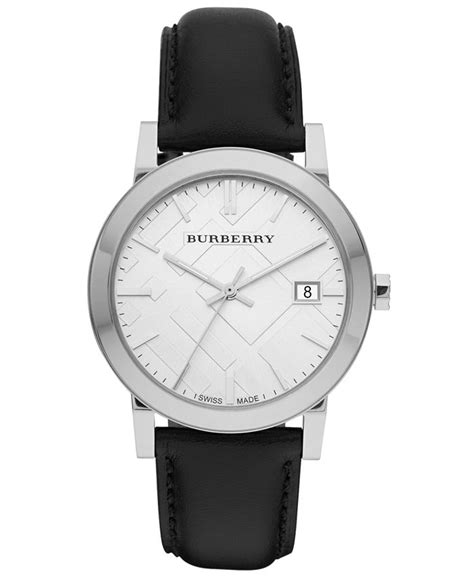 Burberry Watch, Men's Swiss Smooth Black Leather 